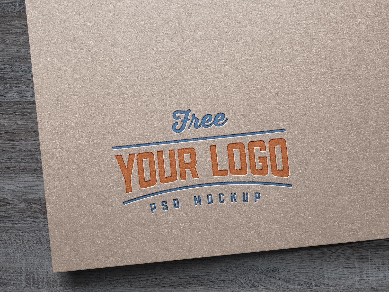 Mockup Shwoing a Kraft Paper Letterpress Logo FREE PSD