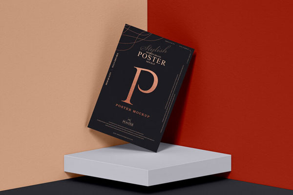 Modern Brand Stylish Poster Mockup at the Corner of Wall FREE PSD