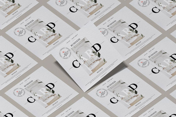 Modern Branding Square Business Cards with Isometric layout mockup FREE PSD