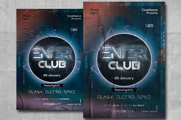 Modern Club Party Flyer Template FREE PSD