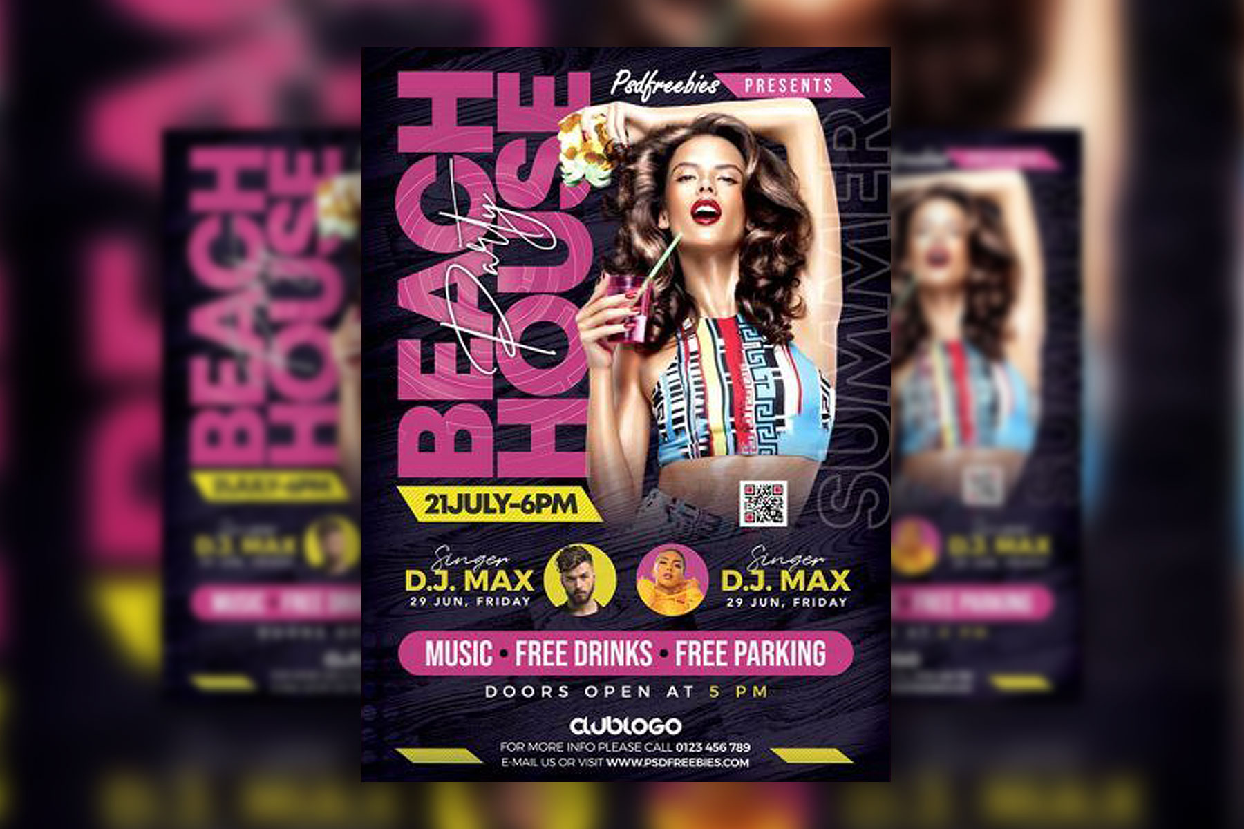 Modern DJ Party Flyer Template FREE PSD