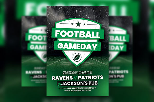 Modern Green Football Game Flyer Template FREE PSD