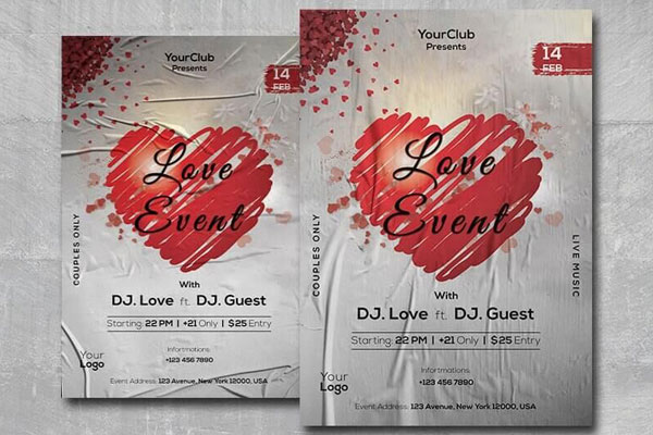 Modern Love Event Flyer Template FREE PSD