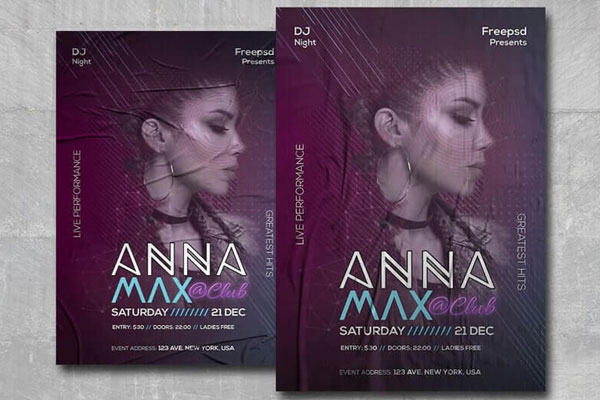 Modern Purple Nightclub DJ Flyer Template FREE PSD
