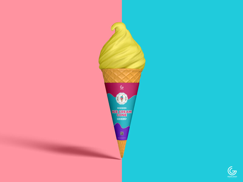 Modern Vertical Ice Cream Cone Mockup FREE PSD