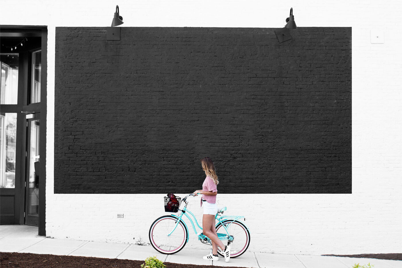 Mural Mockup With A Girl On Bicycle FREE PSD
