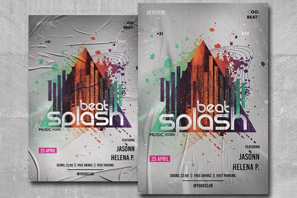 Mysterious Modern Beat Splash Nightclub Flyer Template FREE PSD