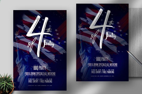 Navy Blue Independence Day Event Flyer Template FREE PSD