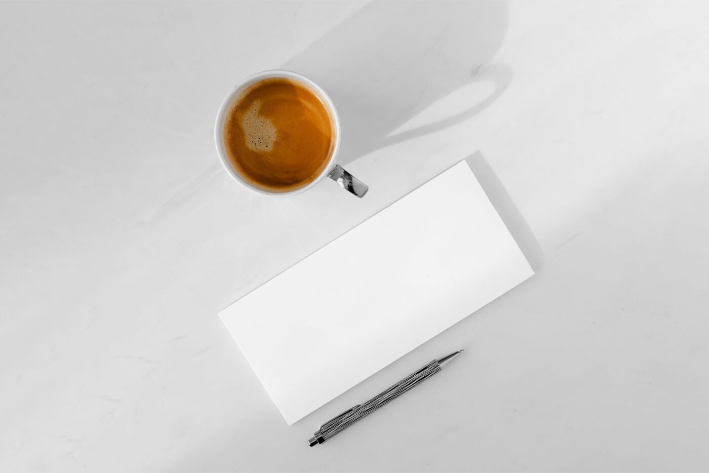 Notebook Mockup with Pen and Cup of Coffee FREE PSD