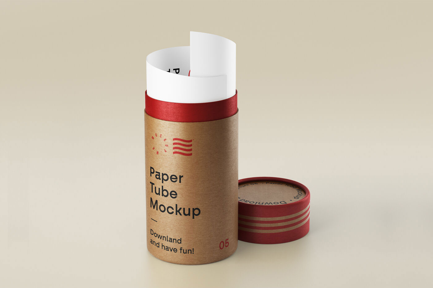 Open Paper Tube Mockup With Cap FREE PSD