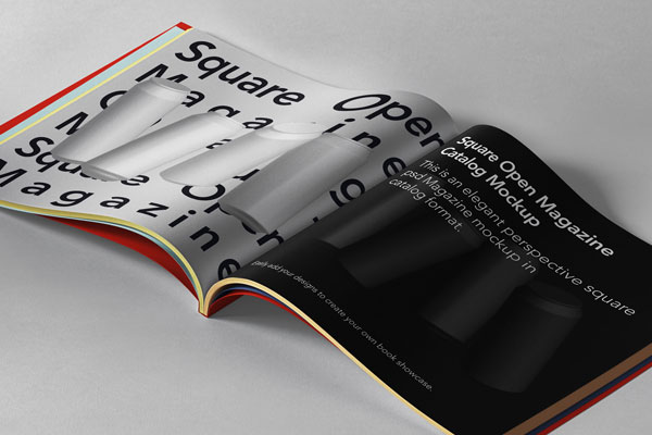 Opened Inside Square Magazine Mockup FREE PSD