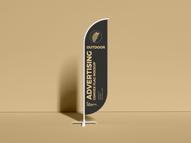 Outdoor Advertising Convex Flag on a Stand Mockup FREE PSD