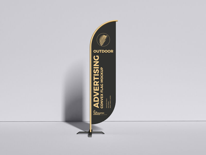 Outdoor Advertising Convex Flag on a Stand Mockup FREE PSD