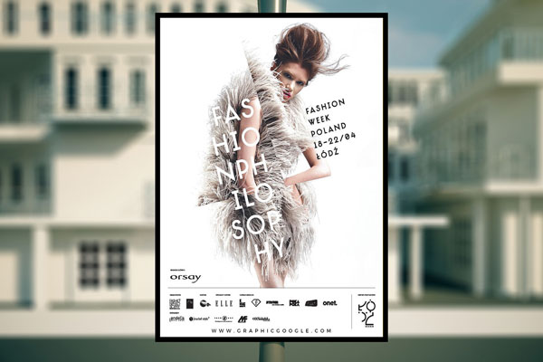Outdoor Advertising Poster On Metal Pole Mockup FREE PSD