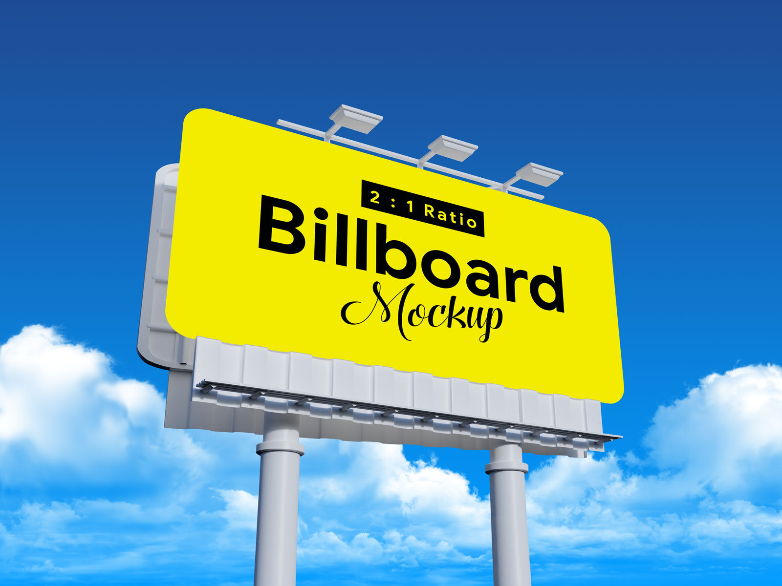 Outdoor Rounded Corners Billboard Mockup FREE PSD