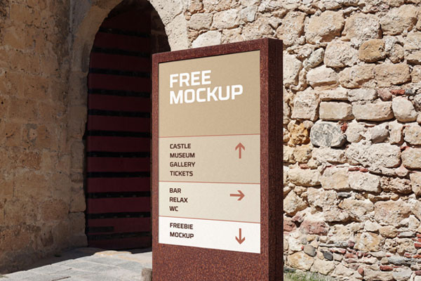 Outdoor Wayfinding Sign Mockup FREE PSD