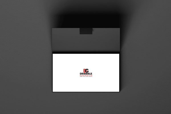 Overhead View of Business Card inside an Opened Box Mockup FREE PSD