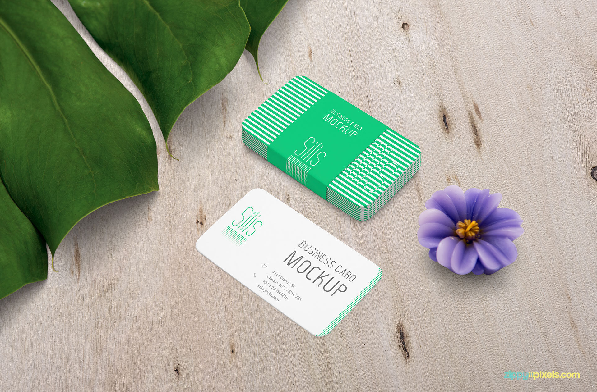 Overhead View of Pack of Business Card and Single Card Mockup FREE PSD