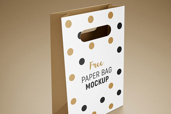 Paper Gift Bag with Hole Handles in Three Mockups (FREE) - Resource Boy