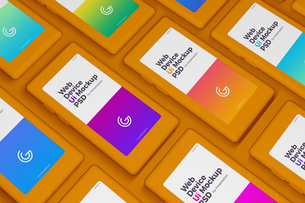 Perspective View UI Cellphone Grid Mockup FREE PSD