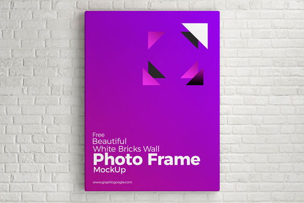 Photo Frame Mockup on White Brick Wall FREE PSD