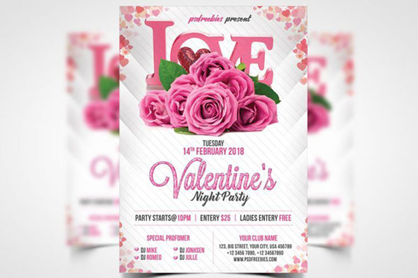 Valentine's Themed Flyer Template Featuring Rose Petals in the ...