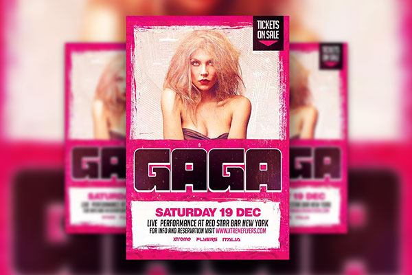 Pink Grunge DJ Live Show Flyer Template FREE PSD