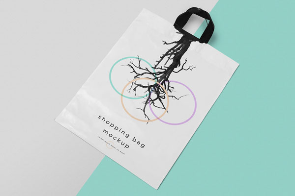 Polythene Shopping Bag with Strong Handles Mockup FREE PSD