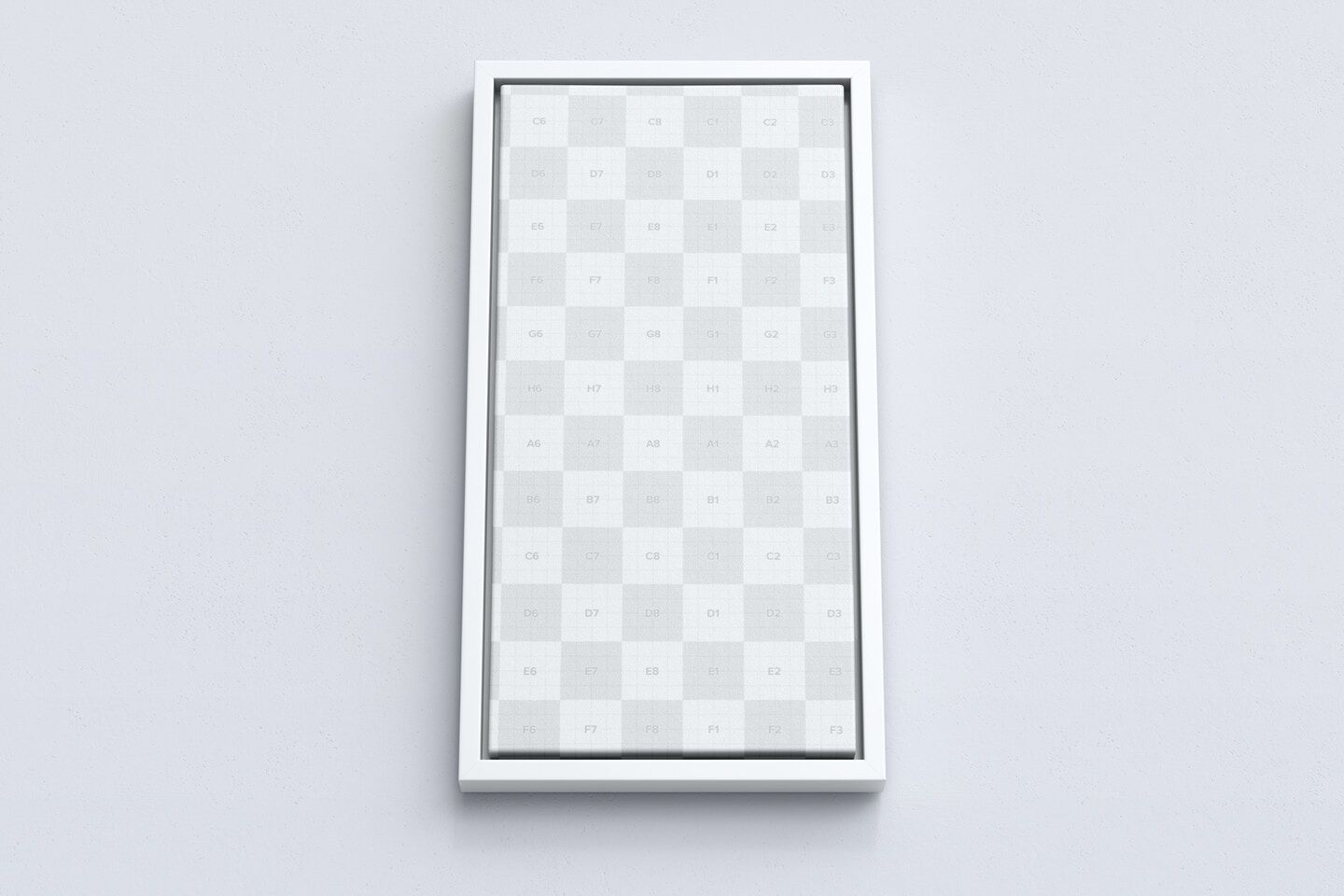 Portrait Canvas Mockup In Floater Frame Bottom Front View FREE PSD