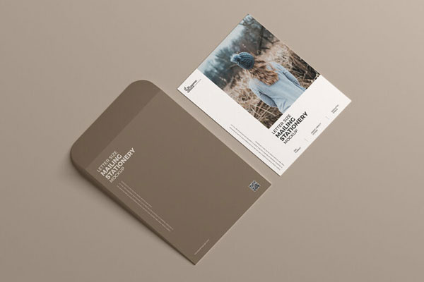 Postal Stationery Mockup Laid at the 3\4 Angle View FREE PSD