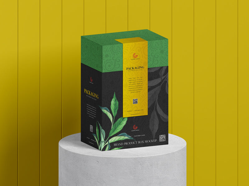 Product Packaging Mockup Featuring Box on a Round Stand FREE PSD