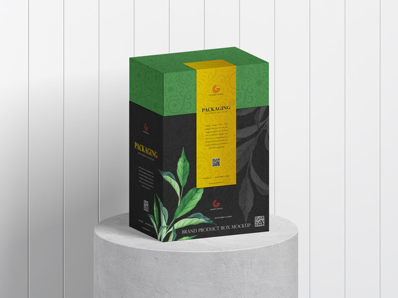 Product Packaging Mockup Featuring Box on a Round Stand FREE PSD