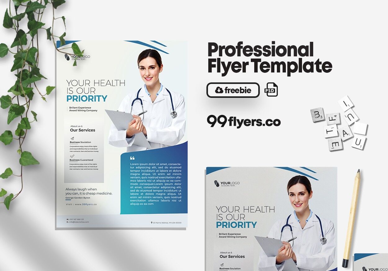 Professional Medical Healthcare Flyer Template FREE PSD