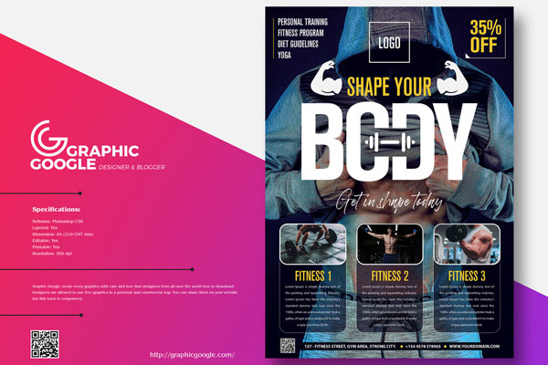 Professional Modern Fitness Flyer Template FREE PSD