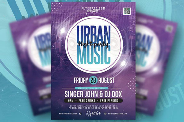 Purple, Urban Nightclub Flyer Template FREE PSD
