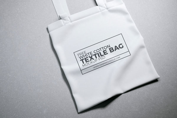 Realistic White Cotton Textile Shopping Bag Mockup FREE PSD