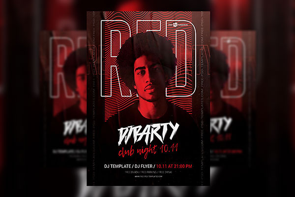 Red and Black Music Event Flyer and Facebook Cover Template FREE PSD