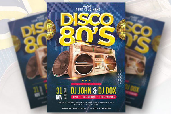 Retro Disco Party Flyer Template FREE PSD