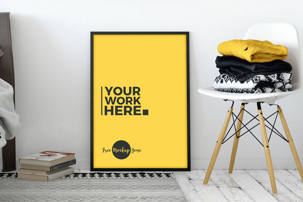Room Interior Standing Poster Front view Mockup FREE PSD