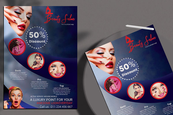 Round Grid Beauty Salon Flyer Template FREE PSD