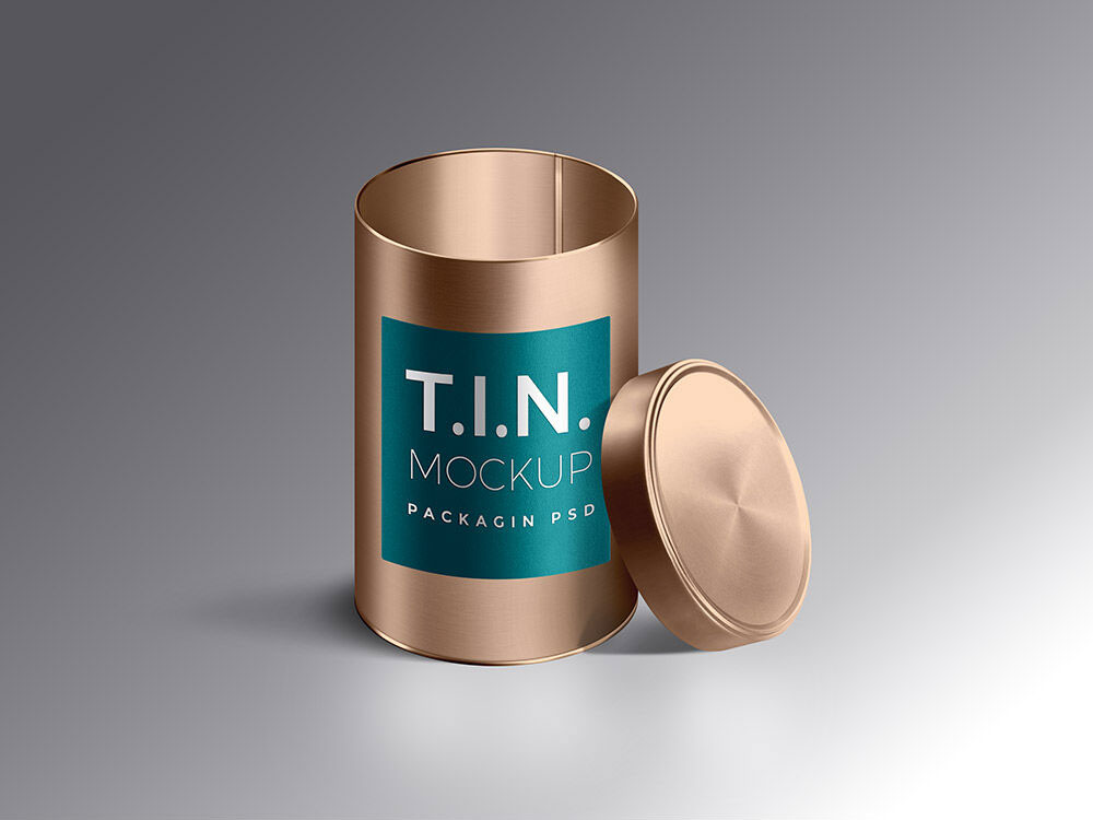 Rounded Metallic Tin Container Mockup FREE PSD