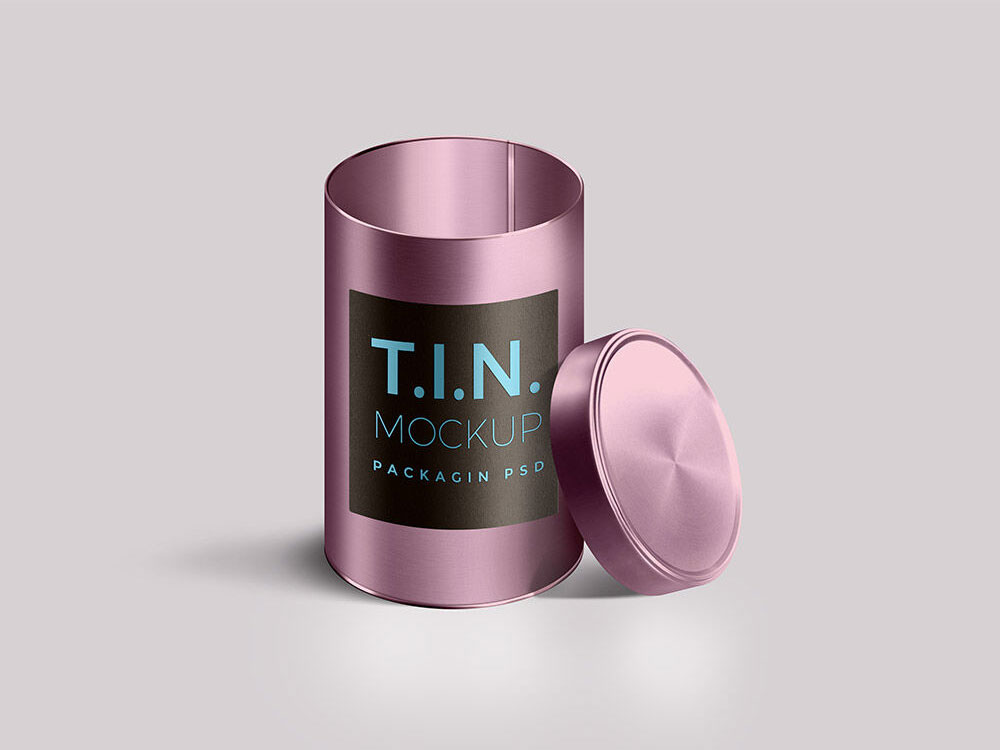 Rounded Metallic Tin Container Mockup Free Download | Resource Boy