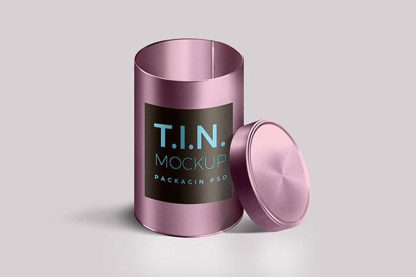 Rounded Metallic Tin Container Mockup FREE PSD