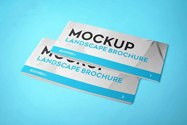 Set of Closed and Opened Landscape Brochures Mockups FREE PSD