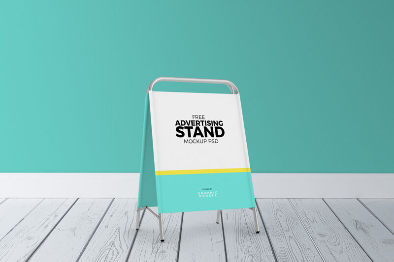 Side View Advertising Stand Mockup FREE PSD