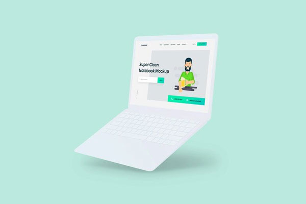 Side View of Clean Minimalistic Notebook Mockup FREE PSD
