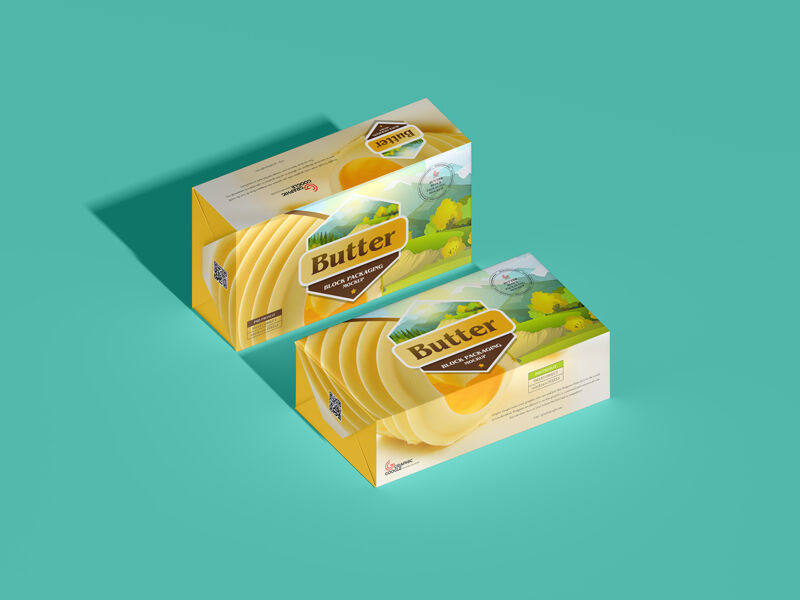 Side View Two Butter Block Packaging Mockup FREE PSD
