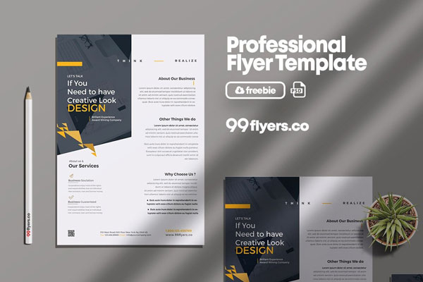 Simple, Geometric Business, Marketing Flyer Template FREE PSD