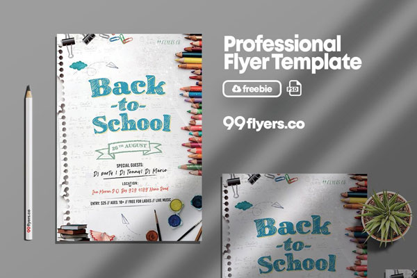 Sketch Back-to-school Event Flyer Template FREE PSD