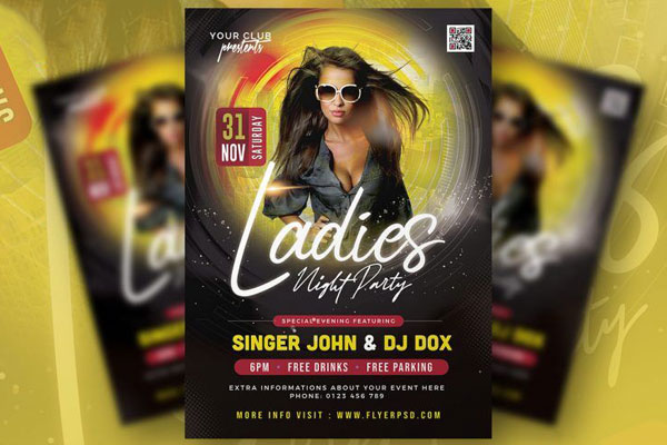 Sparkly Ladies Night Party Flyer Template FREE PSD